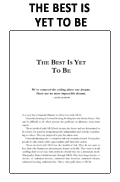 THE BEST IS YET TO BE